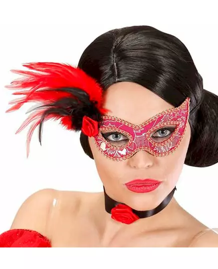 Rosa och guldfärgad fjädermask vuxen