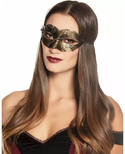 Steampunkmask med gyllene kugghjul dam