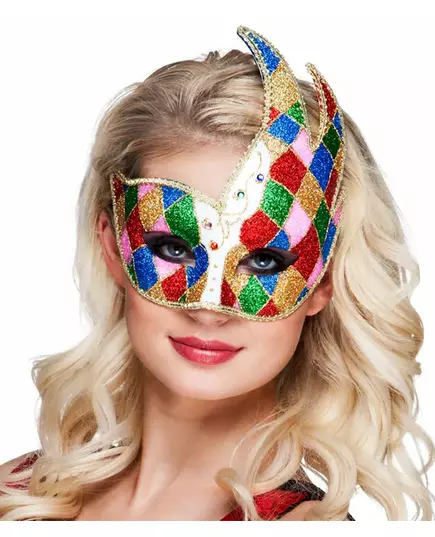 Venetiansk mask med flerfärgade romber för vuxen