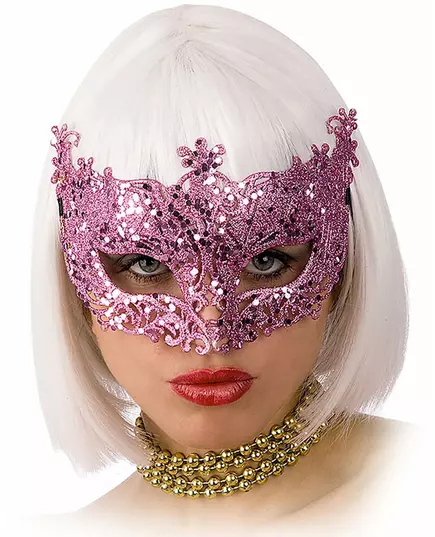 Glänsande rosa venetiansk mask för vuxen