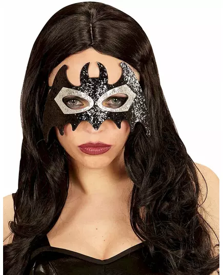 Glittrande svart och grå fladdermusmask vuxen