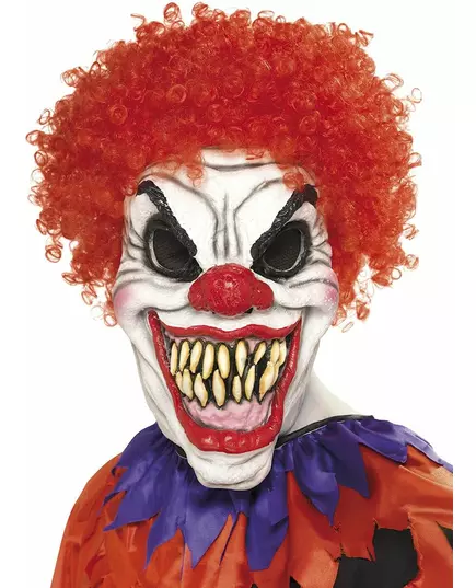 Skrämmande clownmask med rött hår vuxen Halloween