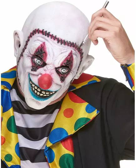 Latexmask clown med ihopsytt kranium vuxen