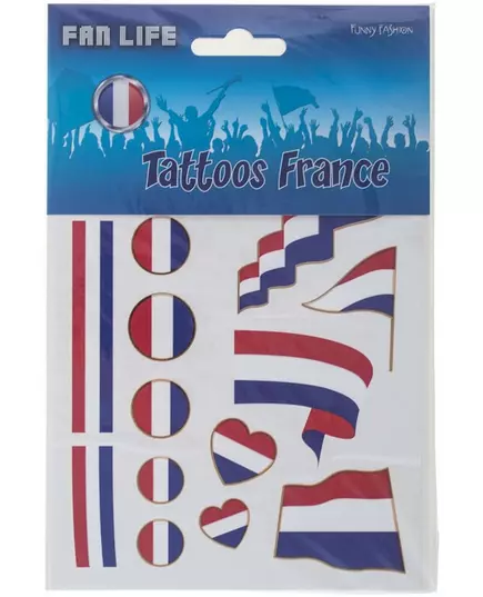Tillfälliga tatueringar Frankrike/Nederländerna-supporter