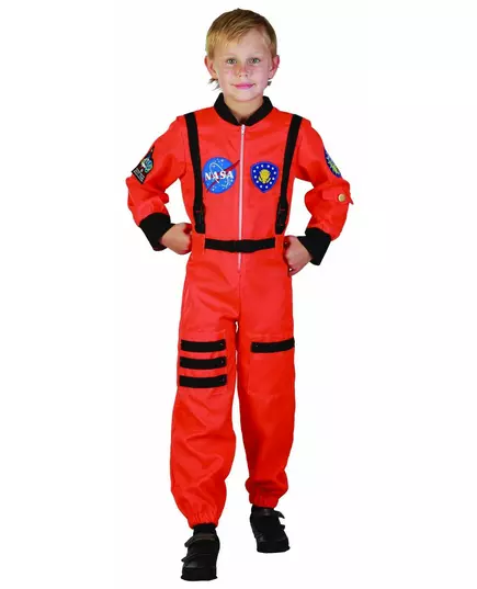 Orange astronautmaskeraddräkt pojke, Storlek: 10-12 år (130-140 cm)