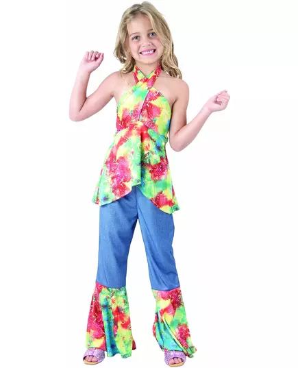 Hippiemaskeraddräkt flicka, Storlek: 10-12 år (130-140 cm)