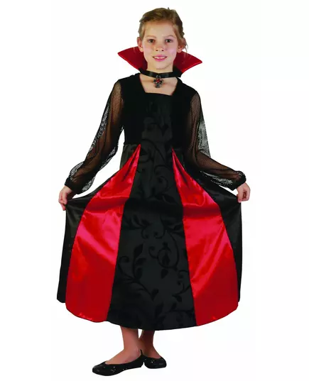 Satinmaskeraddräkt vampyr flicka, Storlek: 7-9 år(120-130 cm)
