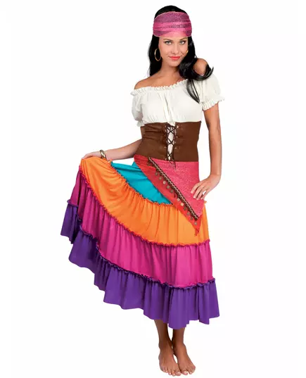 Flerfärgad bohemisk maskeraddräkt dam, Storlek: Large