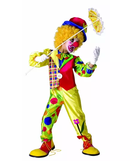 Mångfärgad clownmaskeraddräkt pojke, Storlek: 7-9 år (120-130 cm)
