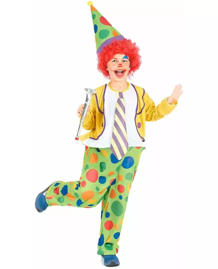 Glad clownmaskeraddräkt pojke, Storlek: 7-9 år (120-130 cm)