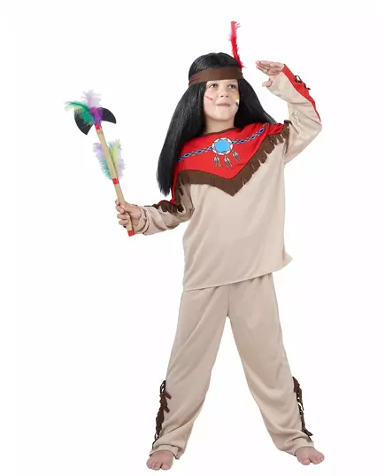 Maskeraddräkt indian beige pojke, Storlek: 10-12 år (130-140 cm)