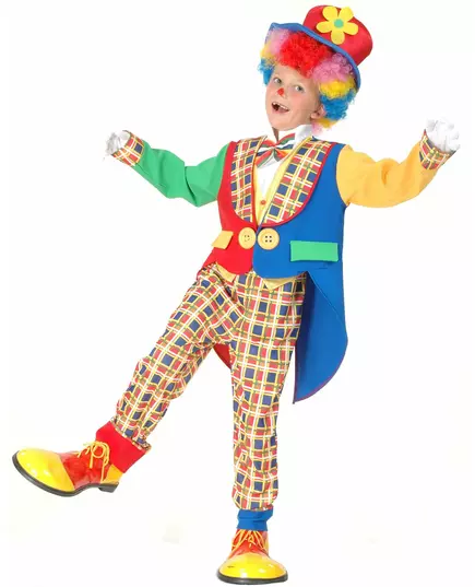 Glädjefylld clownmaskeraddräkt barn, Storlek: 10-12 år (130-140 cm)