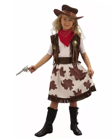 Cowgirlmaskeraddräkt för flickor, Storlek: 7-9 år (120-130 cm)