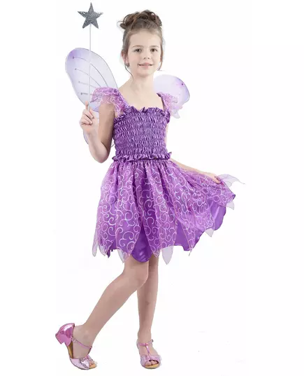 Lila fe-maskeraddräkt för flickor, Storlek: 7-9 år (120-130 cm)