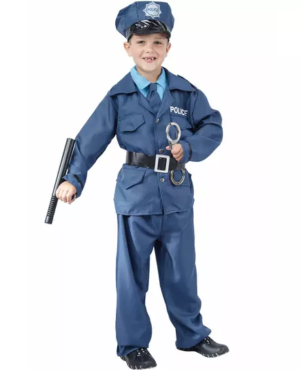 Blå polis-maskeraddräkt barn, Storlek: 10-12 år (130-140 cm)