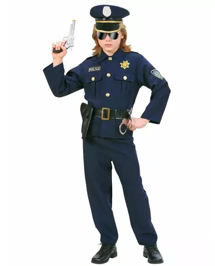 Marinblå polismaskeraddräkt pojke, Storlek: 11-13 år (158 cm)