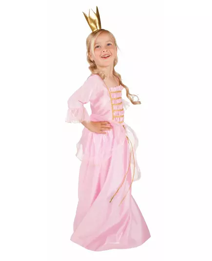 Rosa och guldfärgad prinsessmaskeraddräkt för flicka, Storlek: 4-6 år (110-120 cm)