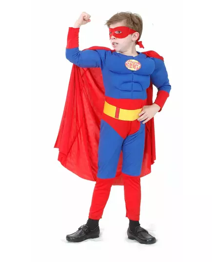 Vadderad maskeraddräkt superhjälte pojke, Storlek: 7-9 år (120-130 cm)