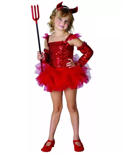 Maskeraddräkt djävulsflicka med tutu, Storlek: 7-9 år (120-130 cm)