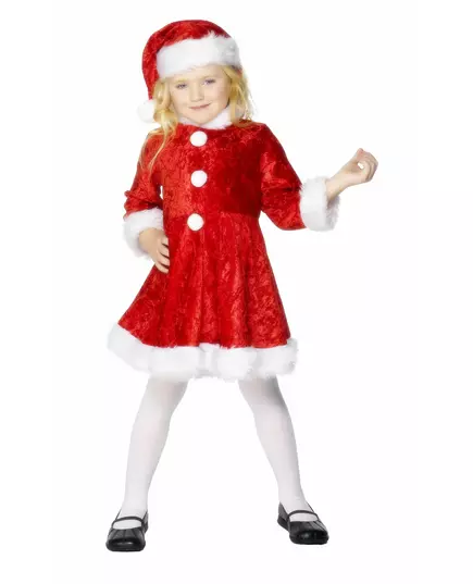 Mammaklausmaskeraddräkt med sammetslook flicka, Storlek: 7-9 år (130/143 cm)