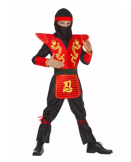 Ninjamaseraddräkt med drakmotiv för pojke, Storlek: 10-12 år (145-158 cm)