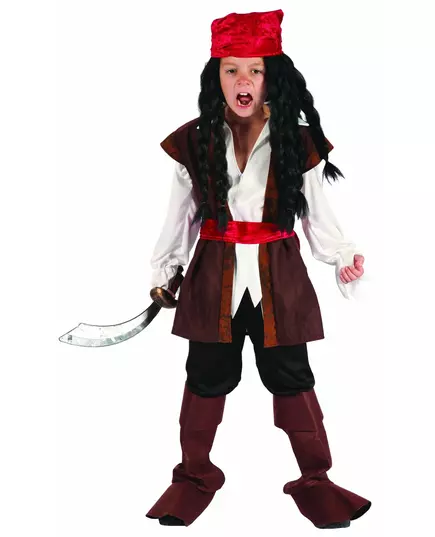 Piratmaskeraddräkt för pojke med bandana, Storlek: 7-9 år (120-130 cm)