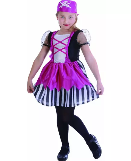 Maskeraddräkt piratklänning rosa flicka, Storlek: 10-12 år (130-140 cm)