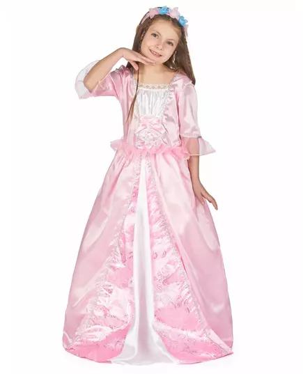Prinsessmaskeraddräkt med blomsterkrona för flickor, Storlek: 7-9 år (120-130 cm)