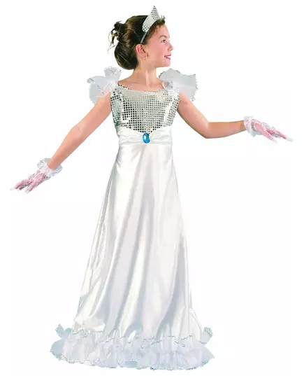 Vit prinsessmaskeraddräkt flicka, Storlek: 10-12 år (130-140 cm)