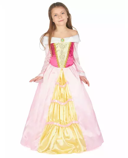 Prinsessmaskeraddräkt med satinklänning flicka, Storlek: 10-12 år (130-140 cm)