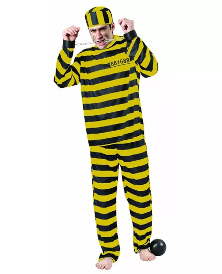 Gul fångemaskeraddräkt vuxen, Storlek: X-Large