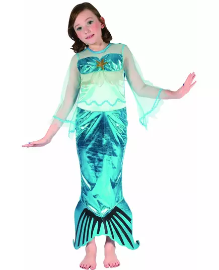 Blå sjöjungfru-maskeraddräkt flicka, Storlek: 7-9 år (120-130 cm)