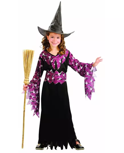 Häxmaskeraddräkt med hatt flicka Halloween, Storlek: 10-12 år (130-140 cm)