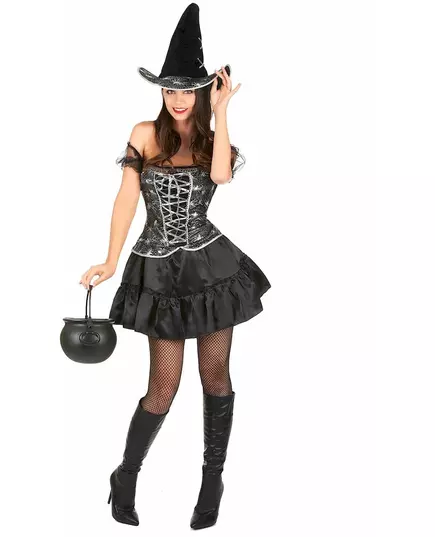 Sexig häxmaskeraddräkt med livstycke dam Halloween, Storlek: Small