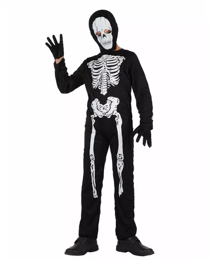 Skelettmaskeraddräkt för barn Halloween, Storlek: 7-9 år (130-145 cm)