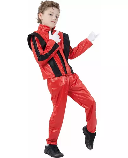 Red pop star costume for boys, Storlek: 10-12 år (130-140 cm)