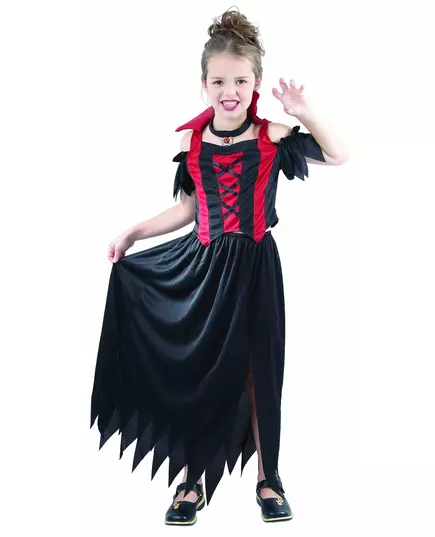 Röd vampyrmaskeraddräkt flicka Halloween, Storlek: 10-12 år (130-140 cm)