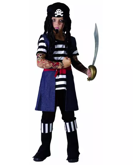 Tatuerad piratmaskeraddräkt pojke, Storlek: 7-9 år (120-130 cm)