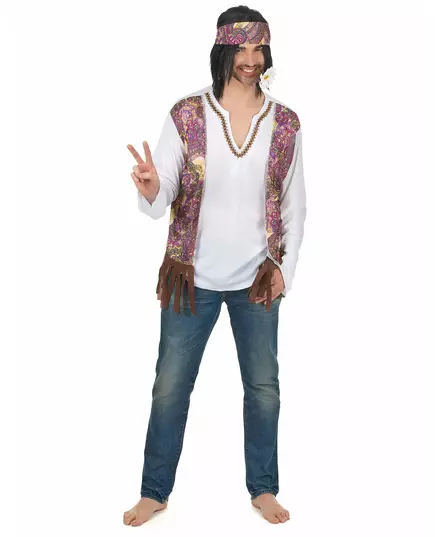 Maskeraddräkt hippie med fransar herr, Storlek: X-Large
