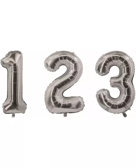 Aluminiumballong silverfärgad siffra 85 cm, Storlek: 2