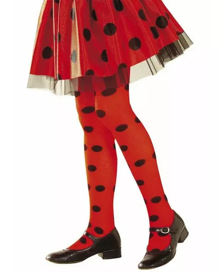 Flickstrumpbyxor med nyckelpigemönster, Storlek: 8-10 år (140 cm)