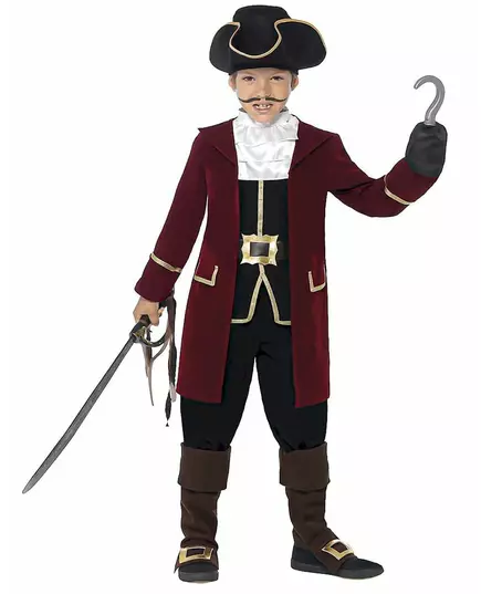 Maskeraddräkt piratkapten pojke, Storlek: 10-12 år (145/158 cm)