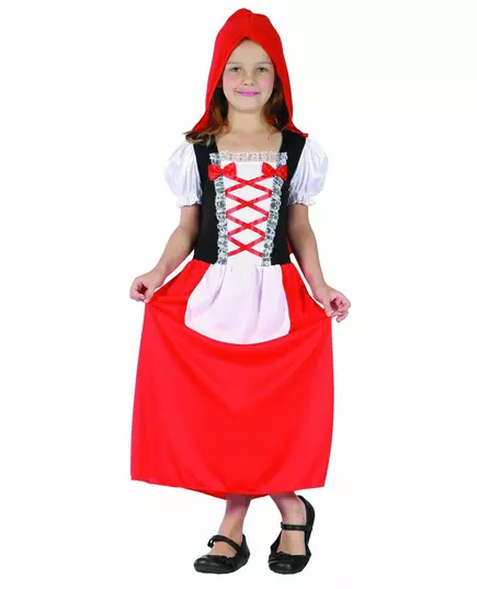 Lång Rödluvan-maskeraddräkt för barn, Storlek: 7-9 år (120-130 cm)