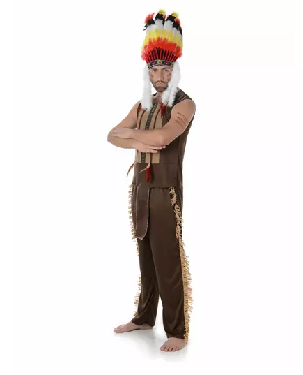 Indianhövdingmaskeraddräkt herr, Storlek: Small