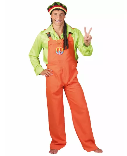 Neonorange maskeraddräkt i jumpsuitmodell vuxen, Storlek: X-Large