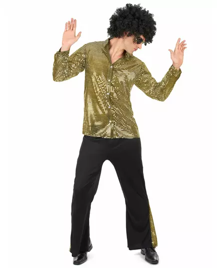 Guldig discokostym med paljetter herr, Storlek: Large