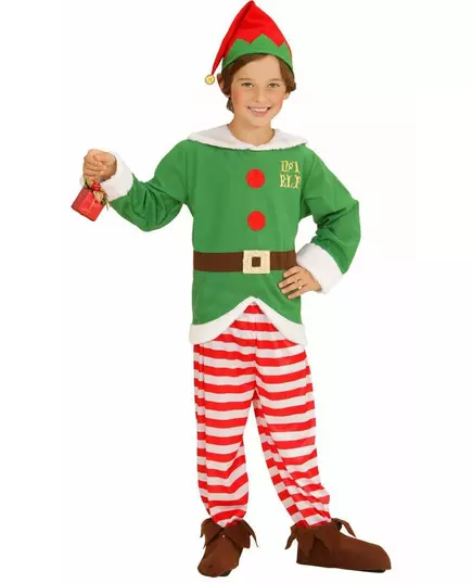 Randig tomteälvsmaskeraddräkt för barn, Storlek: 8-10 år (140 cm)