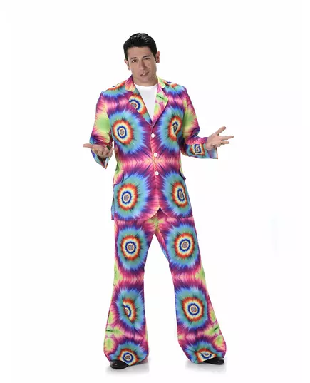 Psykedelisk hippiemaskeraddräkt herr, Storlek: Large