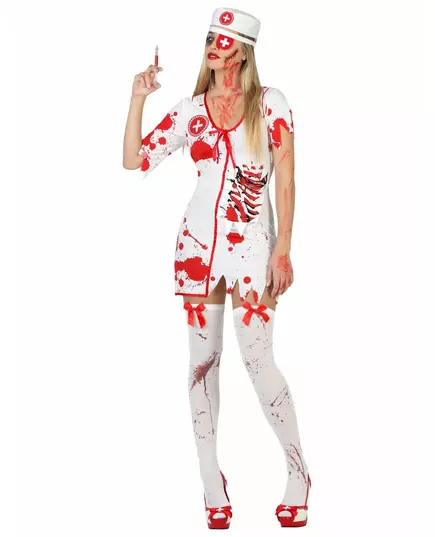 Blodig sjuksköterskemaskeraddräkt för dam Halloween, Storlek: Medium/Large