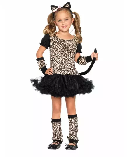 Leopardmaskeraddräkt flicka, Storlek: 7-10 år (122-128 cm)